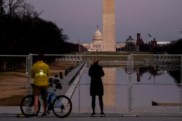 Security perimeters are being erected around the US Capitol and the White House amid growing security fears ahead of Joe Biden's inauguration. Picture: Stefani Reynolds/Getty