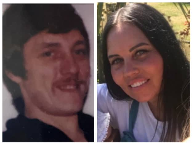Alexander Reid, 27, of Glasgow (left) was one of 37 people killed in an arson attack on a Soho nightclub in August 1980 with his daughter Nicola Reid, of Ayrshire, (right), who was just five at the time of the tragedy, travelling to London to see a memorial plaque for the victims unveiled more than 40 years on from the deadly fire. PIC: Contributed.