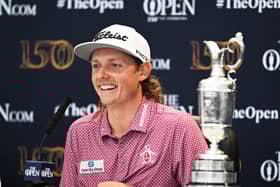 Cameron Smith speaks to the media at a press conference after winning the 150th Open at St Andrews in July. Picture: Ian Rutherford
