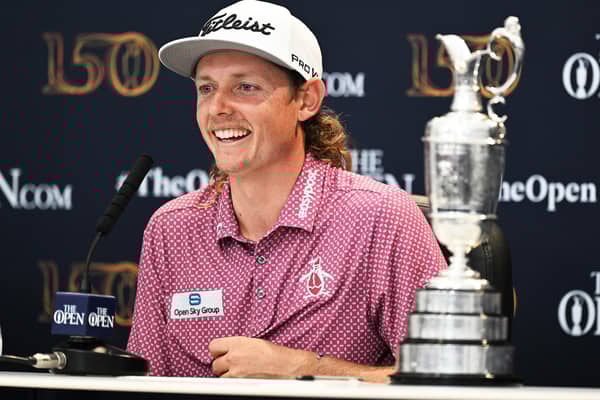 Cameron Smith speaks to the media at a press conference after winning the 150th Open at St Andrews in July. Picture: Ian Rutherford