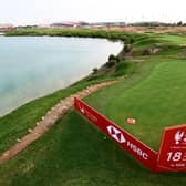 The 18th hole at Yas Links Golf Course, which is staging this week's Abu Dhabi HSBC Championship for the first time. Ross Kinnaird/Getty Images.