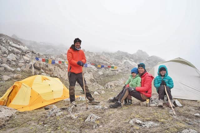 They spent the children's first camping trip looking down on Mount Everest base camp