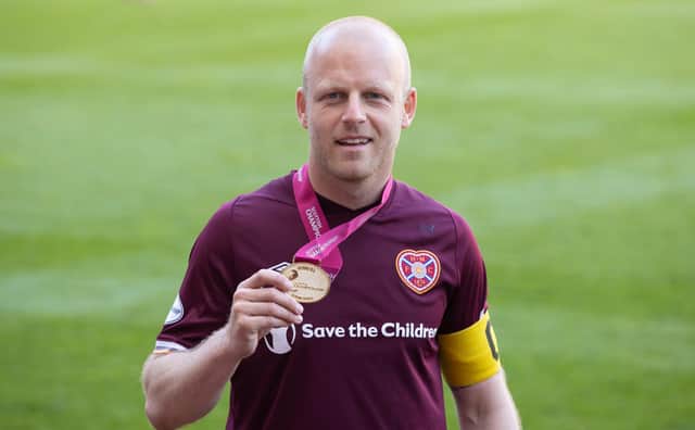 Hearts captain Steven Naismith received his Championship winner's medal last weekend.