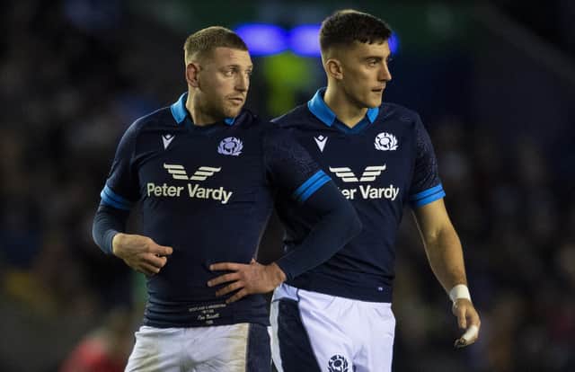 Scotland duo Finn Russell (left) and Cameron Redpath will team up at Bath next season. (Photo by Ross MacDonald / SNS Group)