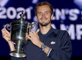 Daniil Medvedev of Russia celebrates with the championship trophy after defeating Novak Djokovic of Serbia to win the Men's Singles final match on Day Fourteen of the 2021 US Open at the USTA Billie Jean King National Tennis Center on September 12, 2021.