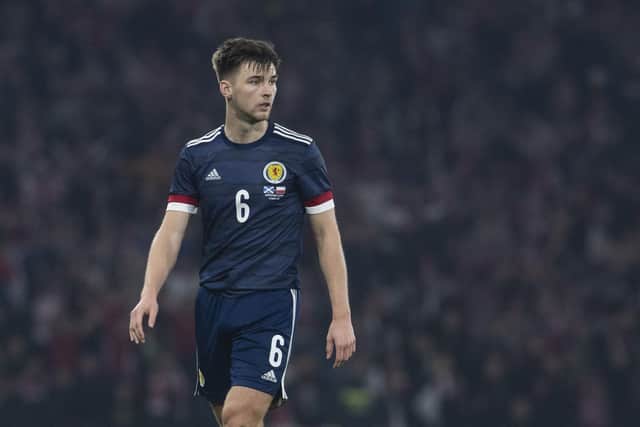 Kieran Tierney in action for Scotland who now depend on his presence more than any other player. (Photo by Craig Foy / SNS Group)
