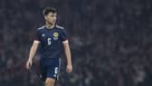 Kieran Tierney in action for Scotland who now depend on his presence more than any other player. (Photo by Craig Foy / SNS Group)
