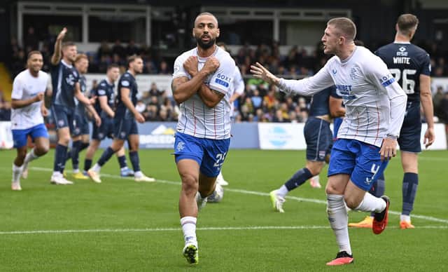 Rangers striker Kemar Roofe celebrates scoring the opener in the 2-0 win at Ross County. (Photo by Rob Casey / SNS Group)