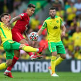 Billy Gilmour in action against Liverpool as the Chelsea loanee and Scottish international makes his debut for Norwich City. Picture: Getty