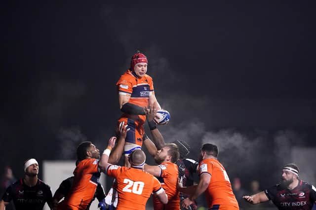 Grant Gilchrist jumps highest but Edinburgh struggled in the lineout against Saracens. (Picture: Zac Goodwin/PA Images)