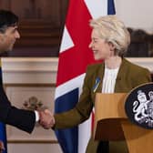 Rishi Sunak and European Commission chief Ursula von der Leyen appeared pleased with their work addressing problems with the Northern Ireland Protocol (Picture:Dan Kitwood /pool/AFP via Getty Images)