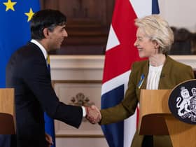 Rishi Sunak and European Commission chief Ursula von der Leyen appeared pleased with their work addressing problems with the Northern Ireland Protocol (Picture:Dan Kitwood /pool/AFP via Getty Images)