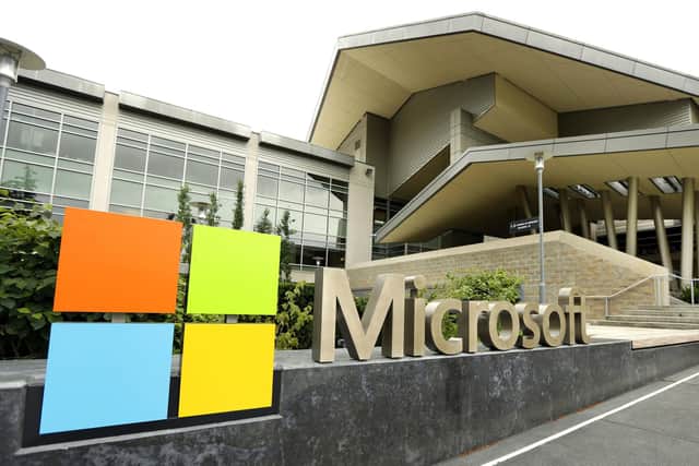 The Microsoft Corporation logo. Picture: AP Photo/Ted S. Warren, File