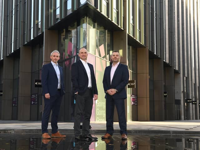 Paul Lynch, director of TLIP; Gordon Stark, CEO of Murgitroyd; and Dr Alex Turnbull, managing director of TLIP. Picture: Gerard Binks