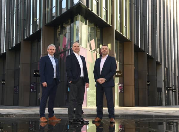 Paul Lynch, director of TLIP; Gordon Stark, CEO of Murgitroyd; and Dr Alex Turnbull, managing director of TLIP. Picture: Gerard Binks