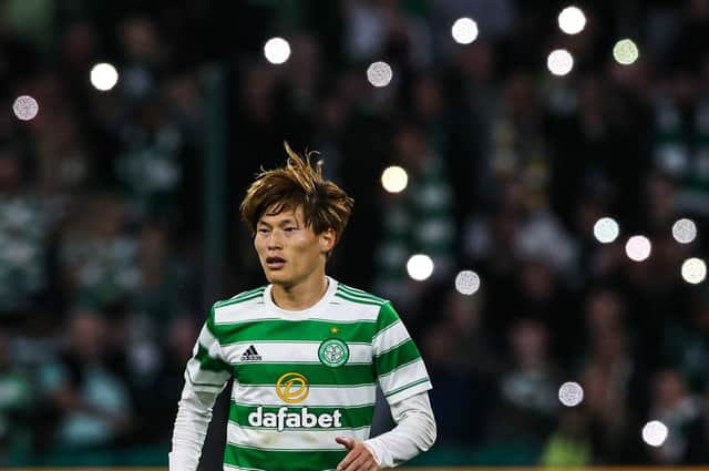 Kyogo Furuhashi in action for Celtic againt AZ Alkmaar