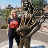 Collette Burns at the Bon Scott statue (Pic: Collette Burns)