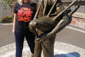 Collette Burns at the Bon Scott statue (Pic: Collette Burns)