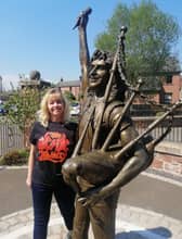Collette Burns at the Bon Scott statue (Pic: Collette Burns)