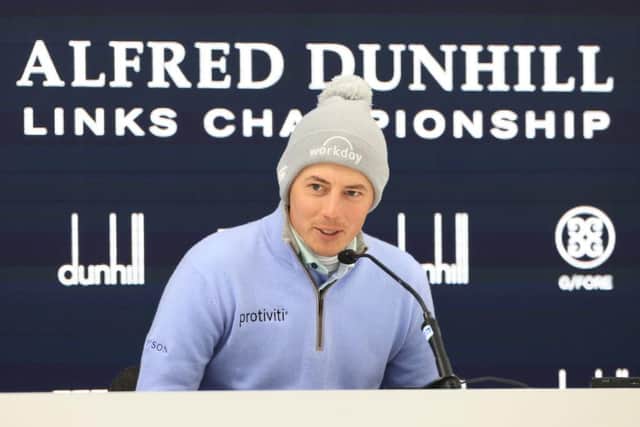 Matt Fitzpatrick, one of three winning Ryder Cup team members in the field, speaks in a press conference prior to the Alfred Dunhill Links Championship. Picture: Stephen Pond/Getty Images.