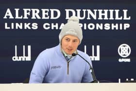 Matt Fitzpatrick, one of three winning Ryder Cup team members in the field, speaks in a press conference prior to the Alfred Dunhill Links Championship. Picture: Stephen Pond/Getty Images.
