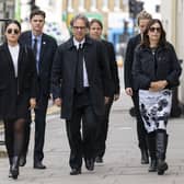 Molly Russell's father Ian Russell (centre), mother Janet Russell (right) and her sister (left) arrive at Barnet Coroner's Court in north London on the first day of the inquest into her death. Picture: Kirsty O'Connor/PA Wire