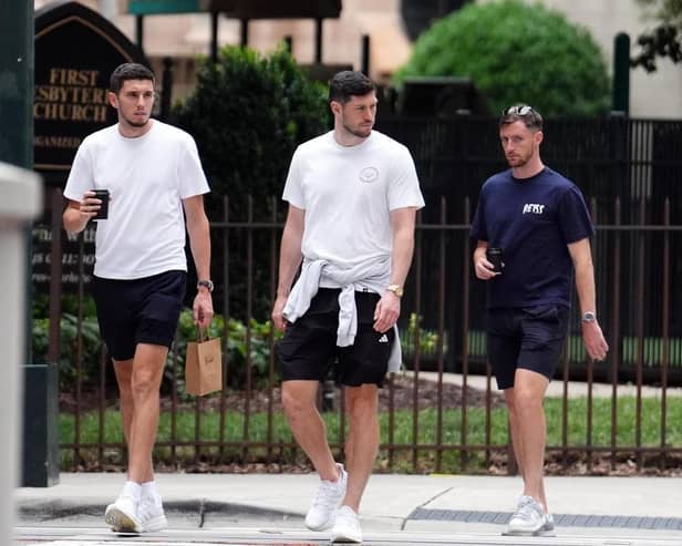 Scott McKenna, Ross Stewart and Dom Hyam at the team hotel in Charlotte