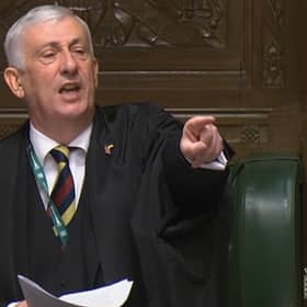 Speaker Sir Lindsay Hoyle as he throws out Alba Party pair Kenny MacAskill (East Lothian) and Neale Hanvey (Kirkcaldy and Cowdenbeath) at the start of Prime Minister's Questions
