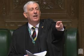 Speaker Sir Lindsay Hoyle as he throws out Alba Party pair Kenny MacAskill (East Lothian) and Neale Hanvey (Kirkcaldy and Cowdenbeath) at the start of Prime Minister's Questions