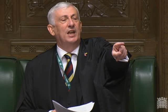 Speaker Sir Lindsay Hoyle as he throws out Alba Party pair Kenny MacAskill (East Lothian) and Neale Hanvey (Kirkcaldy and Cowdenbeath) at the start of Prime Minister's Questions