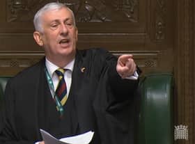 Speaker Sir Lindsay Hoyle as he throws out Alba Party pair Kenny MacAskill (East Lothian) and Neale Hanvey (Kirkcaldy and Cowdenbeath) at the start of Prime Minister's Questions