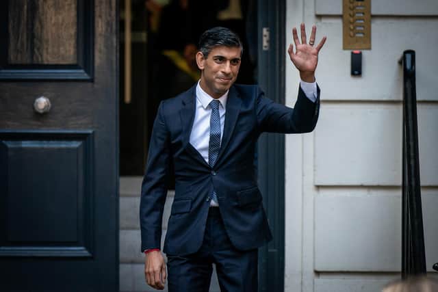 Rishi Sunak departs Conservative party HQ in Westminster, London, after it was announced he will become the new leader of the Conservative party after rival Penny Mordaunt dropped out. Picture date: Monday October 24, 2022.