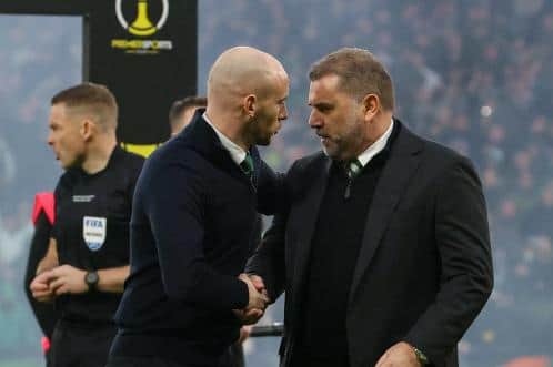 Hibs caretaker manager David Gray (left) and Celtic manager Ange Postecoglou. (Photo by Alan Harvey / SNS Group)