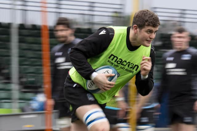 Scott Cummings trains with Glasgow Warriors at Scotstoun ahead of Friday's visit of Ulster. (Photo by Ross MacDonald / SNS Group)