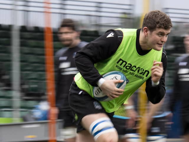 Scott Cummings trains with Glasgow Warriors at Scotstoun ahead of Friday's visit of Ulster. (Photo by Ross MacDonald / SNS Group)