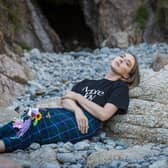 Lynne Coleman wearing t-shirt, £70, Christopher Kane and skirt in Coleman tartan, special weave fabric sold by the metre, DC Dalgliesh. Picture: Sophie Rabey