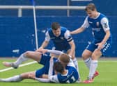 Montrose celebrate after Russell McLean equalises for the home side. Picture: SNS