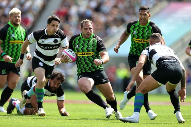 Fraser Brown ruptured his ACL while playing for the World XV in the Killik Cup match against the Barbarians at Twickenham on May 28, 2023. (Photo by David Rogers/Getty Images)