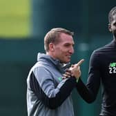 Brendan Rodgers and Odsonne Edouard (Photo by FRANCK FIFE/AFP via Getty Images)