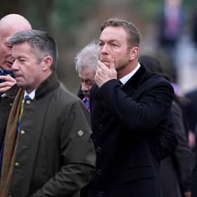 Sir Chris Hoy at Melrose Parish Church before a memorial service for Doddie Weir. Picture: Andrew Milligan/PA Wire.