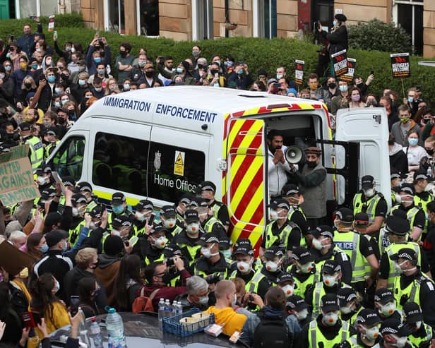 Priti Patel today condemned the scenes seen in Kenmure Street, Glasgow