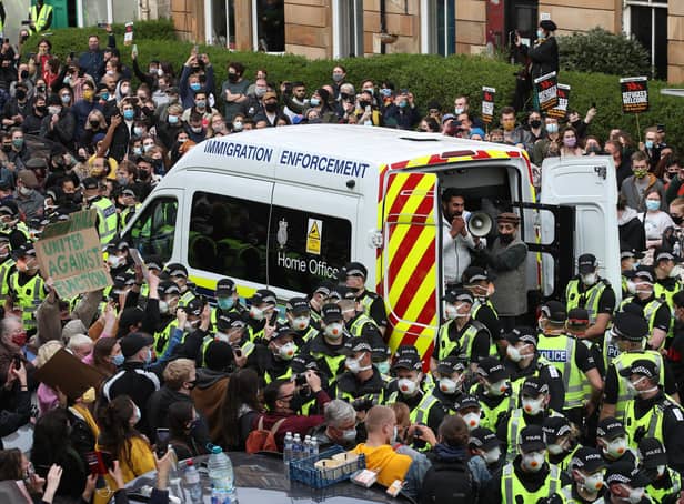 Priti Patel today condemned the scenes seen in Kenmure Street, Glasgow