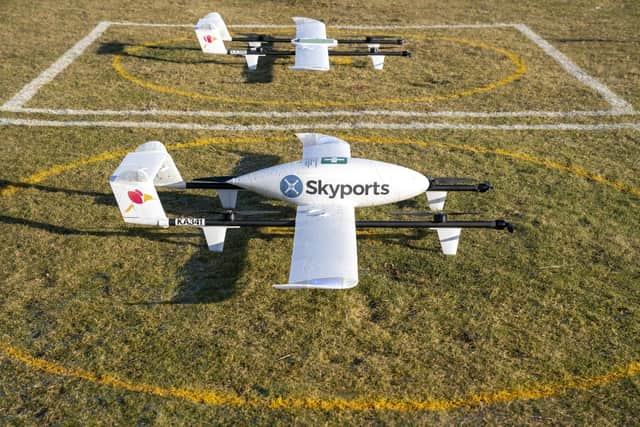 Drone operated by Skyports. Picture: Jane Barlow/PA Wire