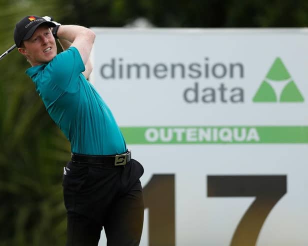 Craig Howie plays his tee shot on the 17th hole on the Outeniqua Course during day one of the Dimension Data Pro-Am at Fancourt Golf Estate in George, South Africa. Picture: Luke Walker/Getty Images.