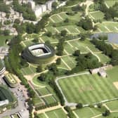 A birds eye view of how the Wimbledon Tennis Club could look by 2028. Picture: AELTC