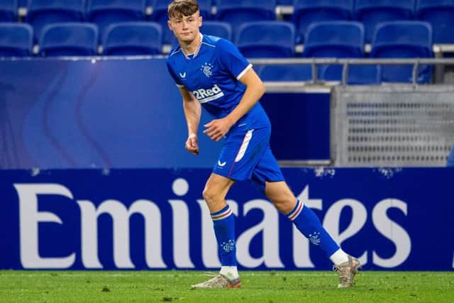 Rangers’ Nathan Patterson in action during a friendly match between  Lyon and Rangers.