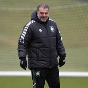 Celtic manager Ange Postecoglou takes training ahead of Wednesday's match against Livingston.