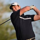 Marc Warren plays his tee shot on the 18th hole during day one of the Golf in Dubai Championship at Jumeirah Golf Estates . Picture: Ross Kinnaird/Getty Images