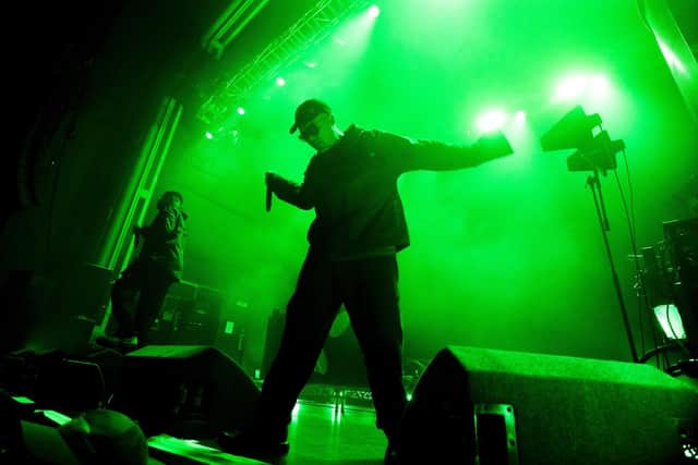 Controversial rap trio Kneecap perform before a passionate Glasgow crowd (Picture: Katielee Arrowsmith/SWNS)