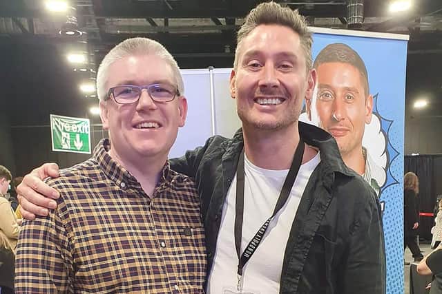 DaneThompson with Simon Carlyle (right). Mr Carlyle has died at the age of 48 it has been announced by his manager Amanda Davis. Two Doors Down creator Simon Carlyle has been remembered as "a wonderful person and a major comedic talent".